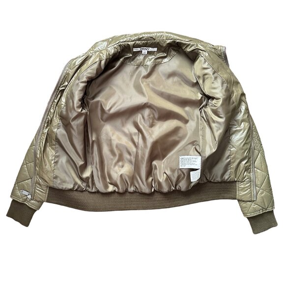 DKNY Women's “Avril” Olive Diamond-Quilted Bomber Jacket (Size XS) - Picture 7 of 11